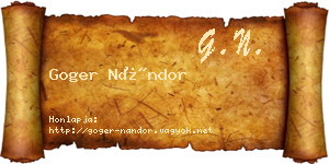 Goger Nándor névjegykártya